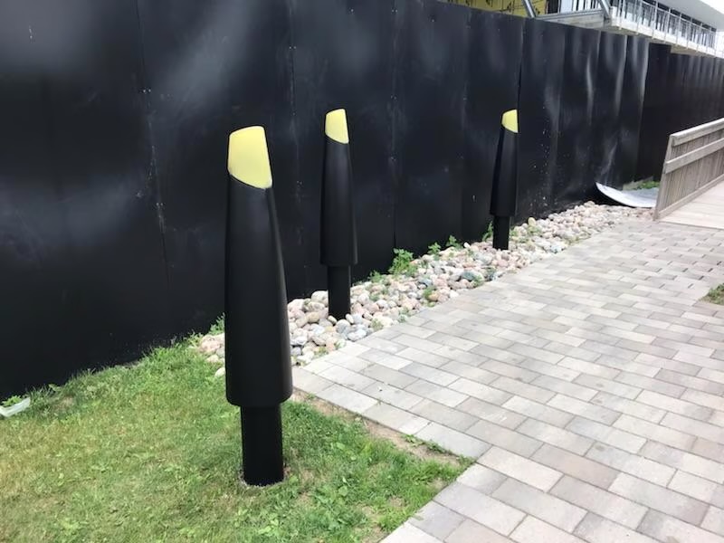 Exterior painted site elements and details