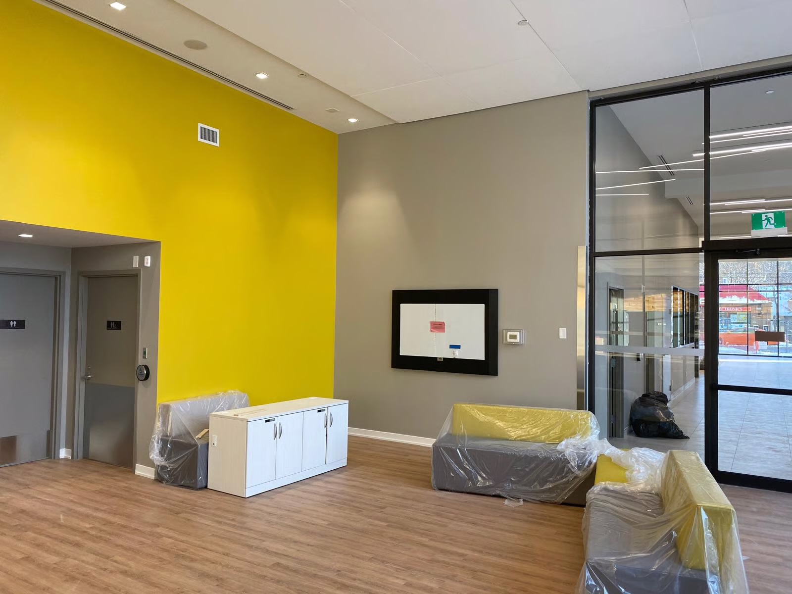 Commercial seating and window area finish