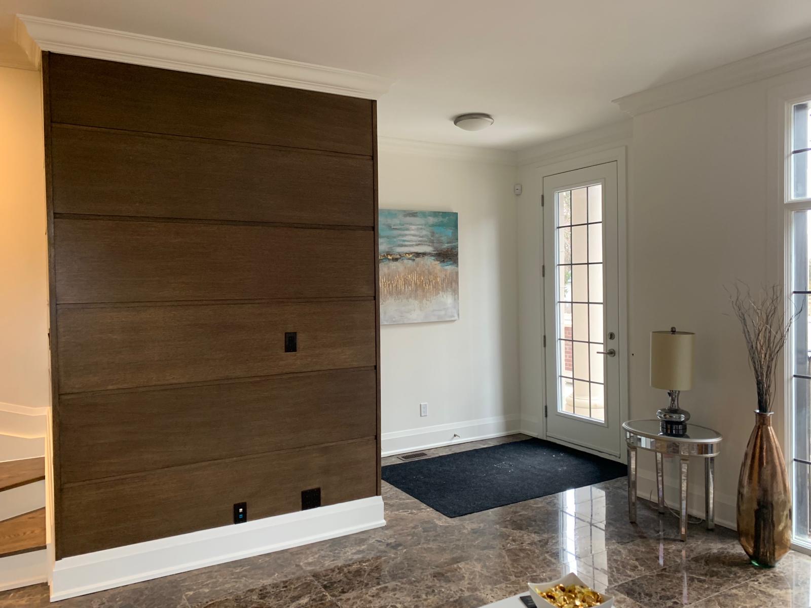 Wood feature wall and entrance area